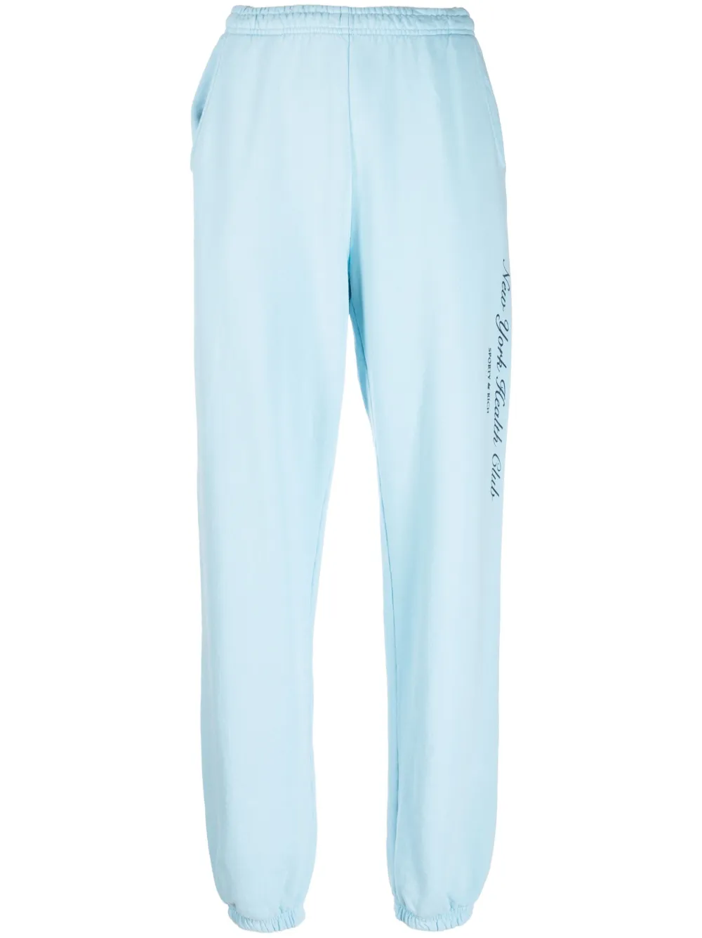 Sporty And Rich Logo-print Cotton Track Pants In Blau