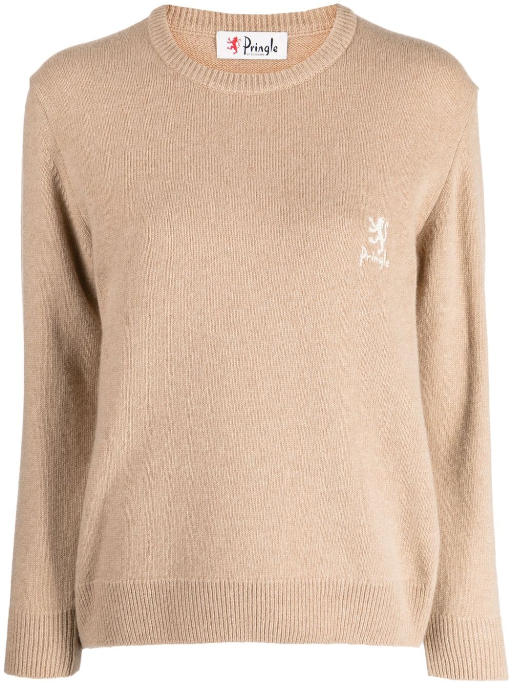 Pringle Of Scotland Logo-embroidered Wool-blend Jumper In Neutrals