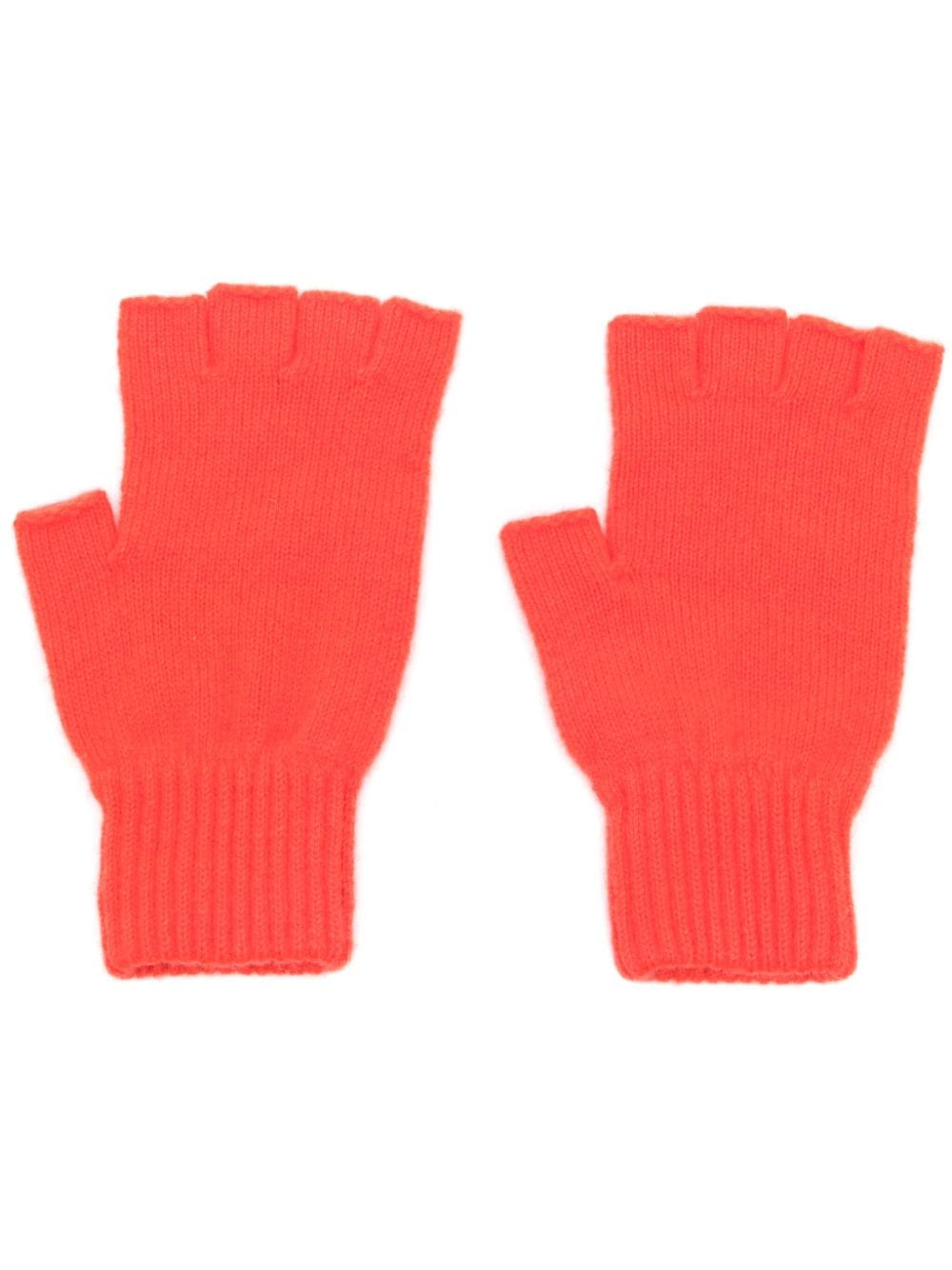Pringle Of Scotland Ribbed Fingerless Gloves In Orange