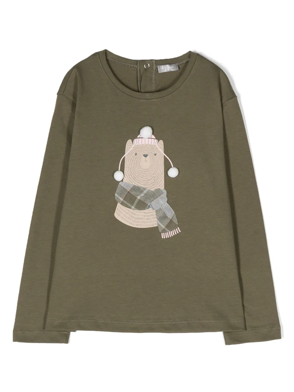 Il Gufo Kids' Teddy-beart Print T-shirt In Green