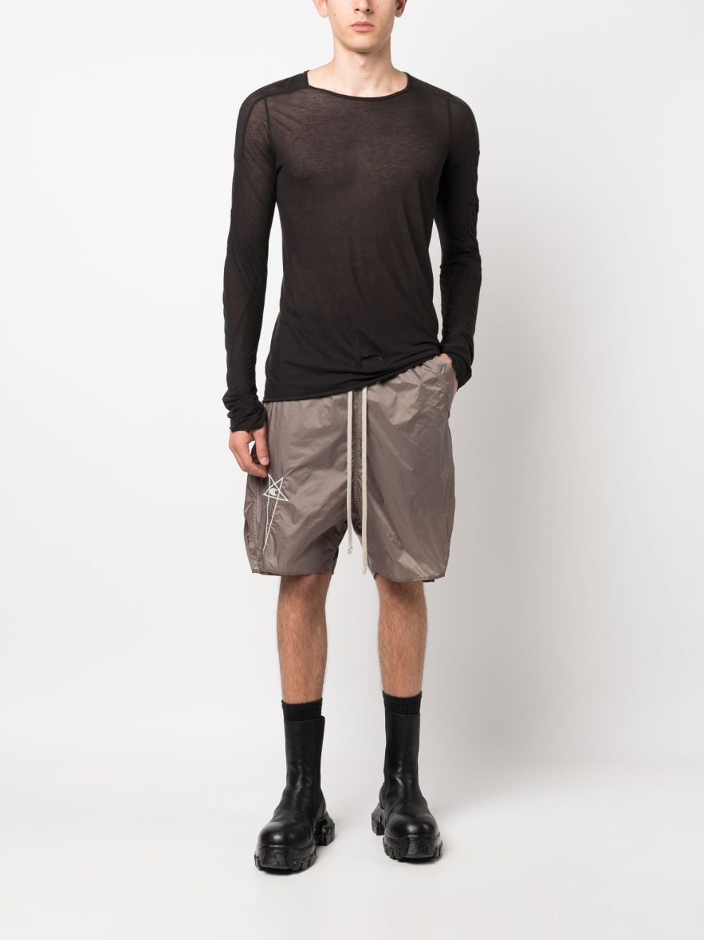 Shop Rick Owens X Champion Embroidered-logo Drawstring Shorts In Nude