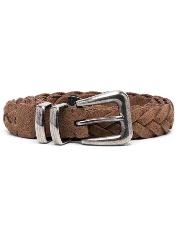Braided leather belt in brown - Brunello Cucinelli
