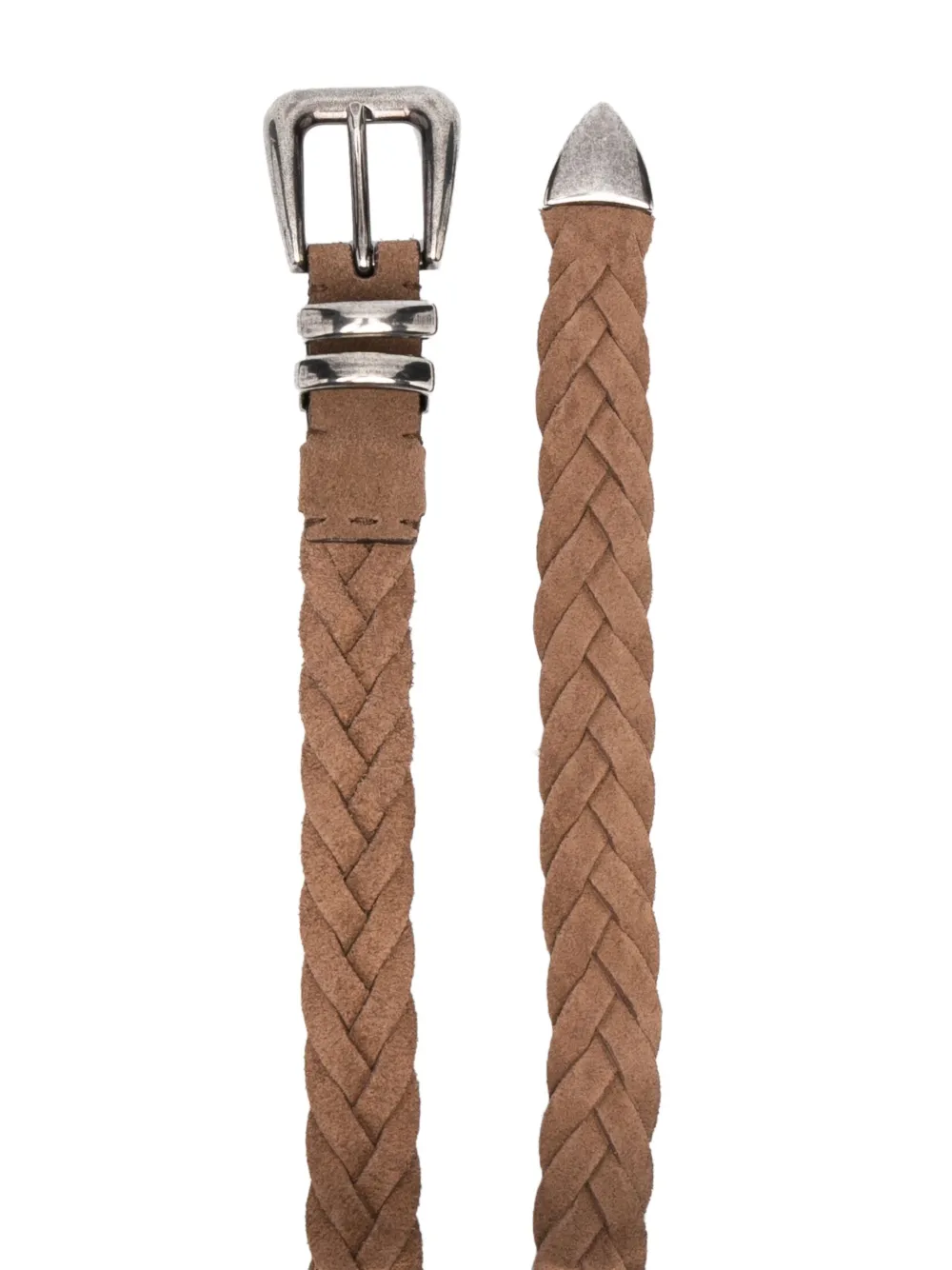 Shop Brunello Cucinelli Braided Leather Belt In Brown