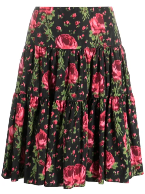 Valentino Garavani Pre-Owned 1990 floral-print tiered skirt
