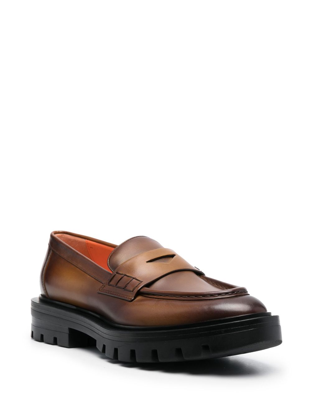 Santoni leather penny loafers - Bruin