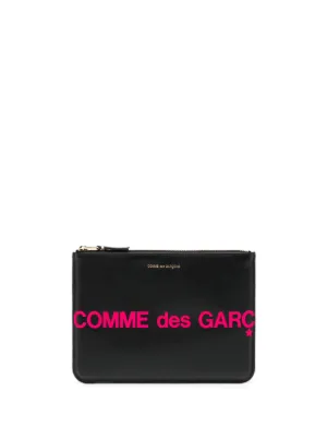 Comme Des Garçons Wallet Huge Logo Leather Wallet | Black | FARFETCH