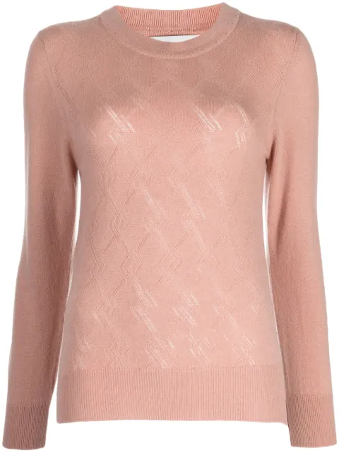 Pringle of Scotland pointelle-argyle knit cashmere jumper
