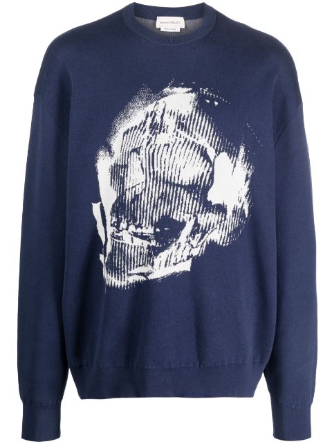 Alexander McQueen Skull Graffiti jacquard-knit jumper Men