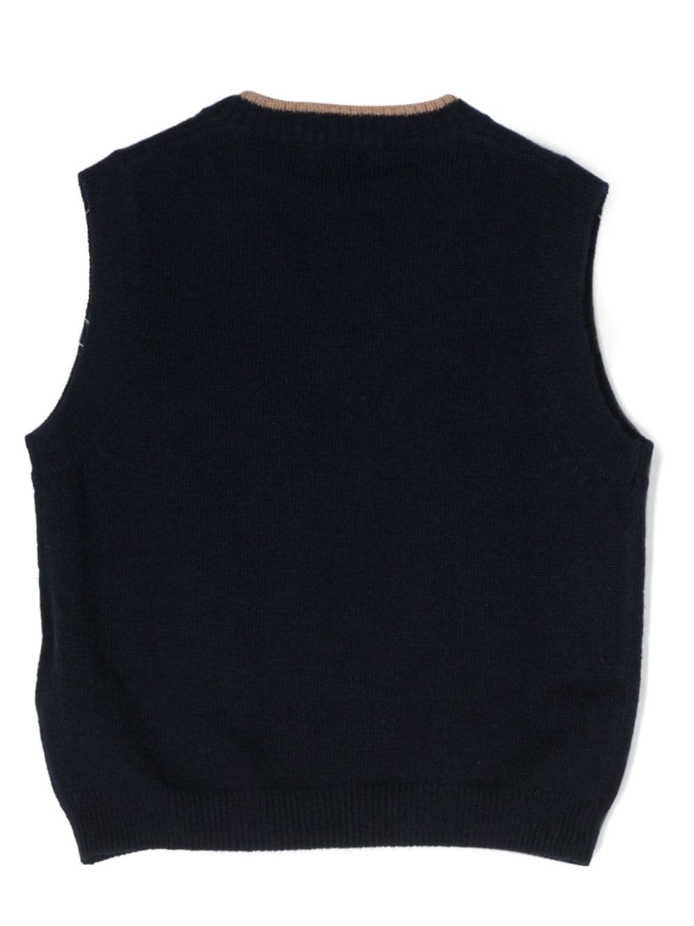 Shop Il Gufo V-neck Knitted Wool Vest In Blue