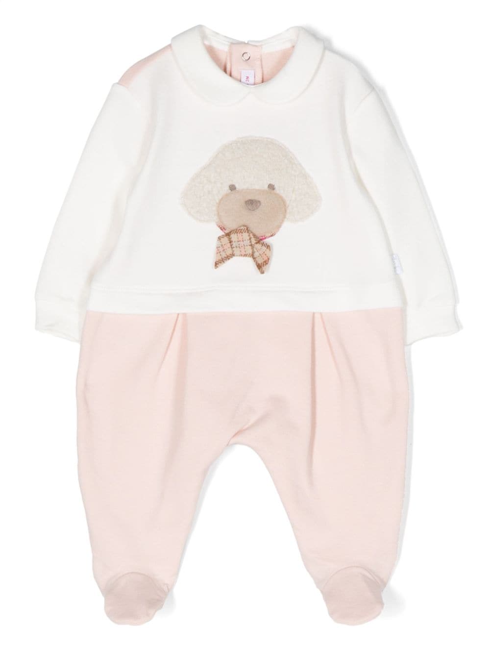 Il Gufo Babies' Dog-appliqué Colour-block Pyjamas In Pink