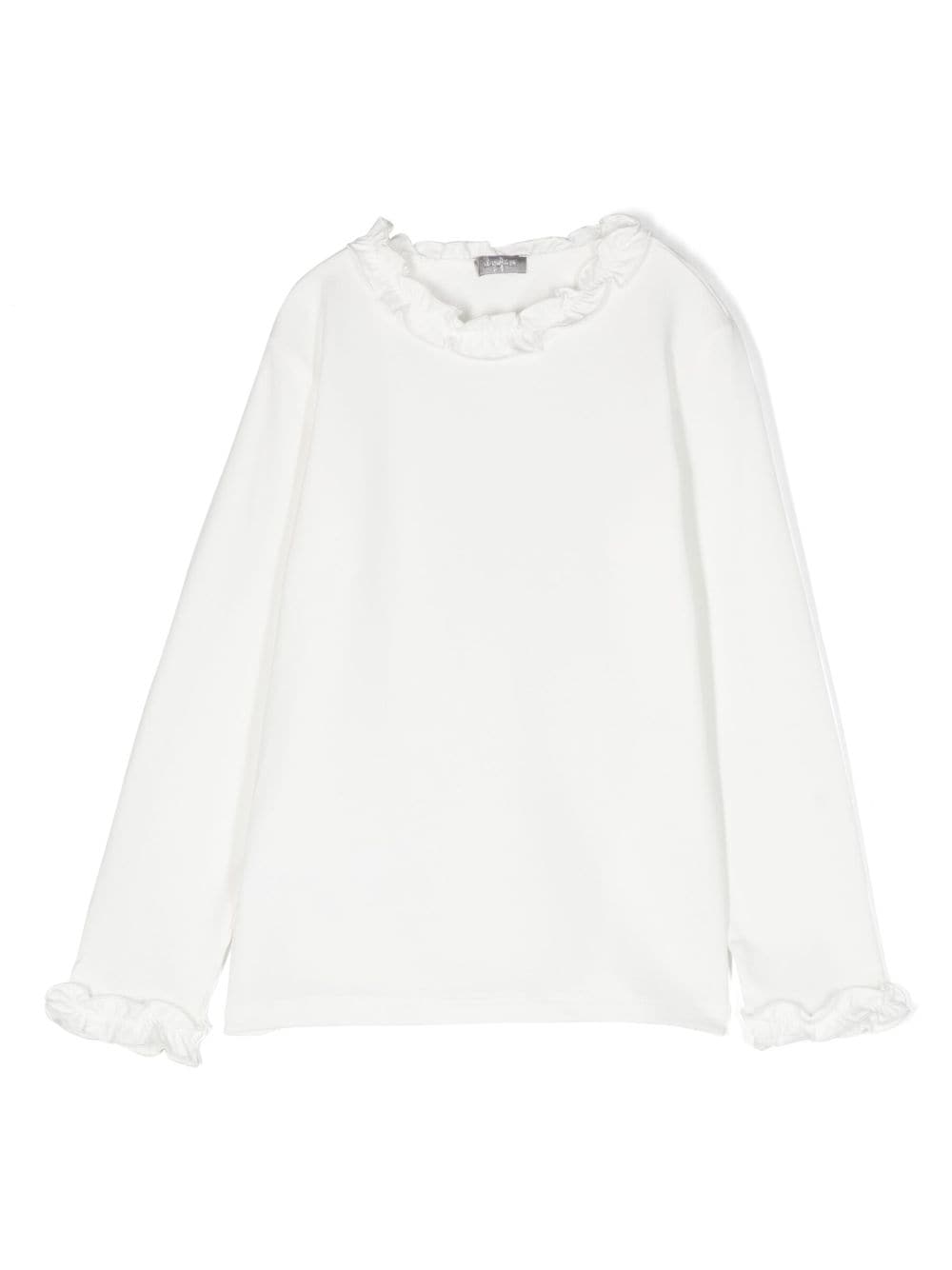 Il Gufo Ruffled Long-sleeved T-shirt In Weiss