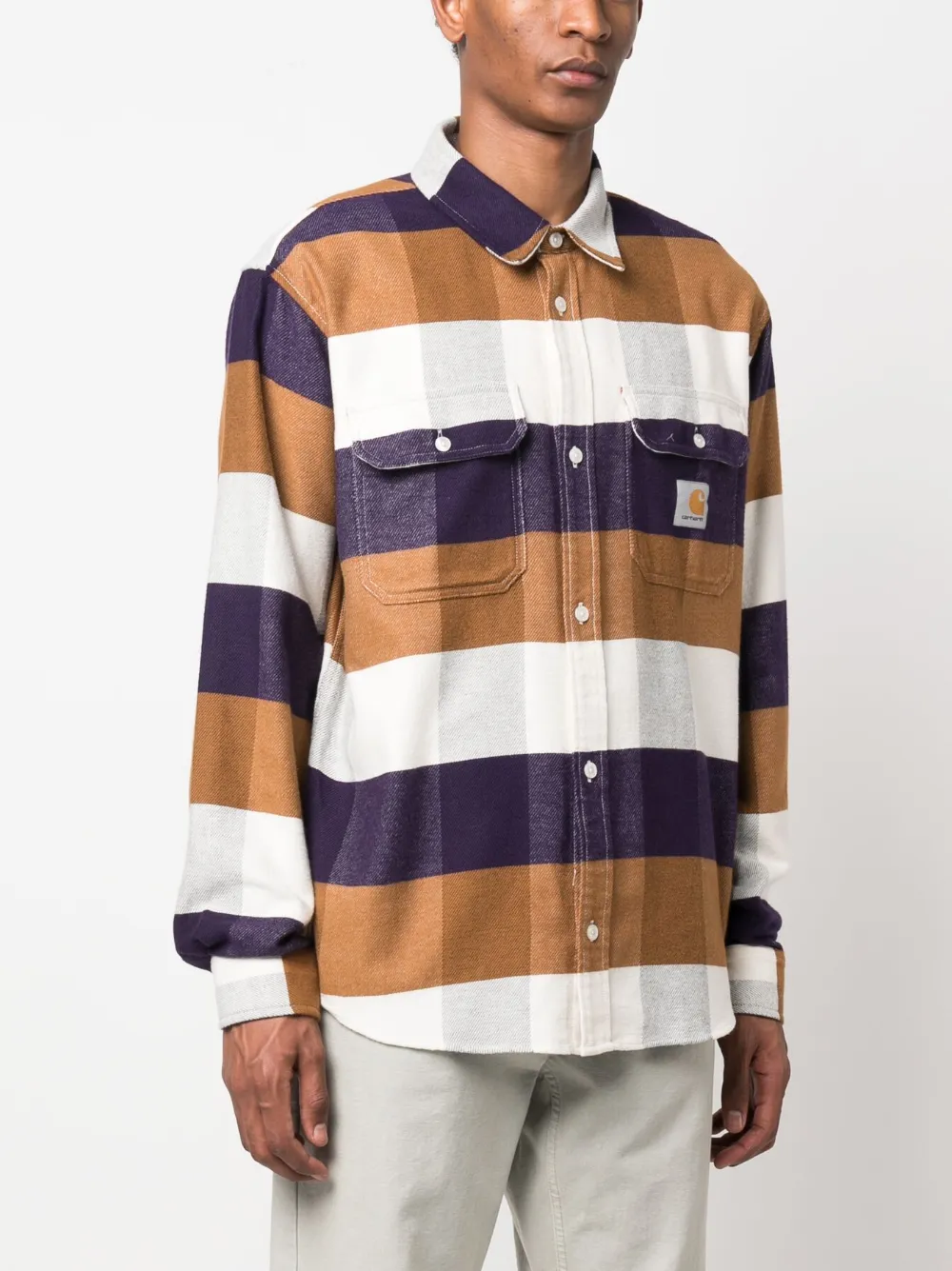 Shop Carhartt Striped Cotton Shirt In Brown