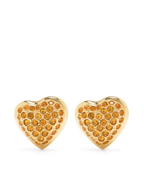 Saint Laurent Pre-Owned 1990s rhinestone-embellished heart clip-on earrings