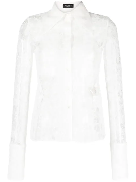 A.W.A.K.E. Mode floral-lace silk blouse