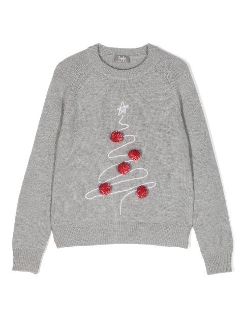 Il Gufo illustration-print pompom wool sweatshirt 