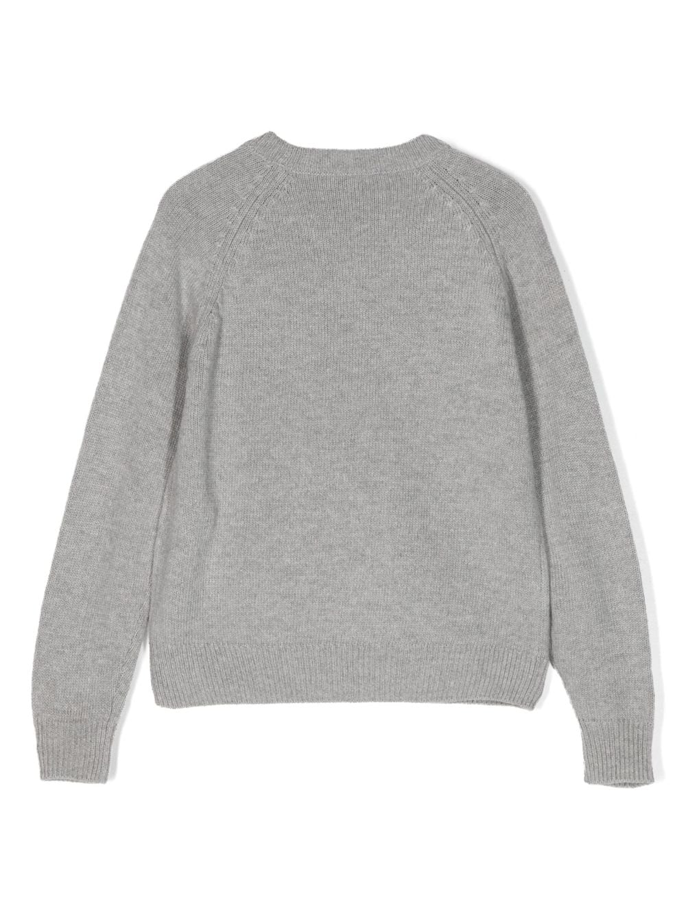 Shop Il Gufo Illustration-print Pompom Wool Sweatshirt In Grey