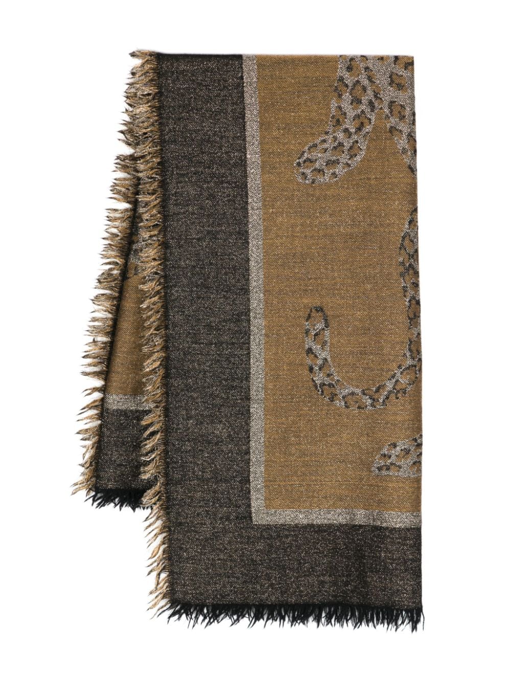 Pre-owned Saint Laurent 1980s Animal-jacquard Scarf In Brown