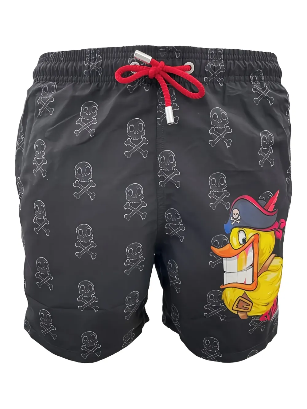 Mc2 Saint Barth Skull-print Pirate Duck Swim Shorts In Black