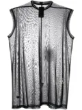 Rick Owens X Champion logo-embroidered chiffon top - Black