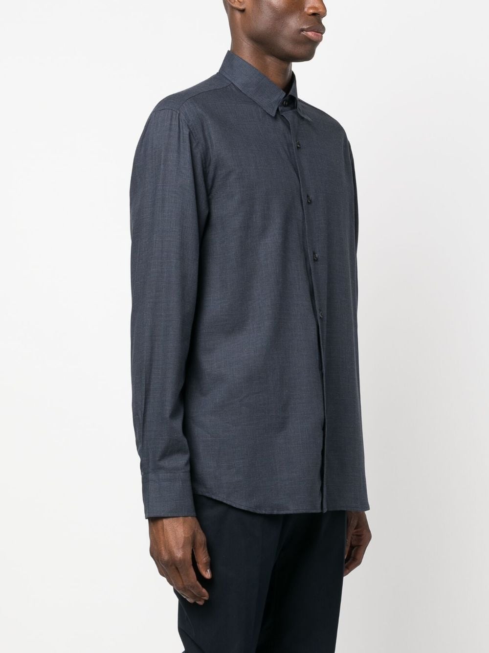Shop Brioni Check-pattern Cotton Shirt In Blue