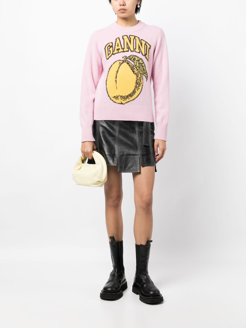 GANNI lemon-motif logo jumper - Roze