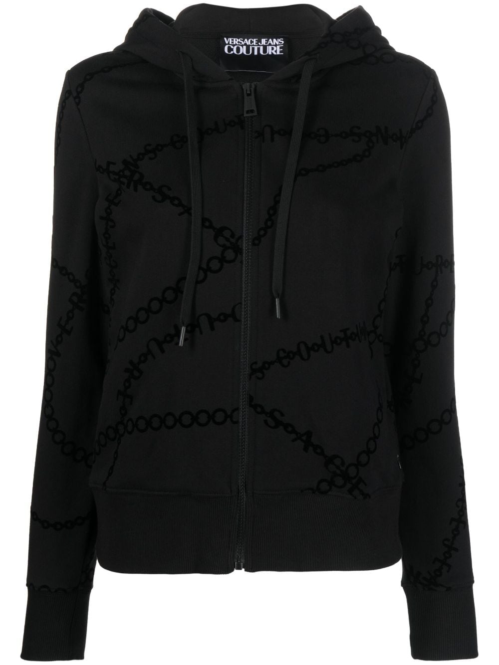 Versace Jeans Couture Graphic-print Cotton Hoodie In Black