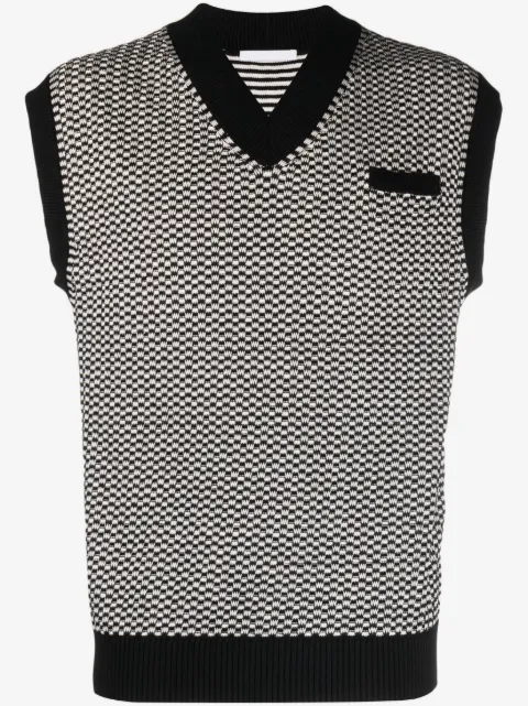 Helmut Lang gilet en maille à carreaux