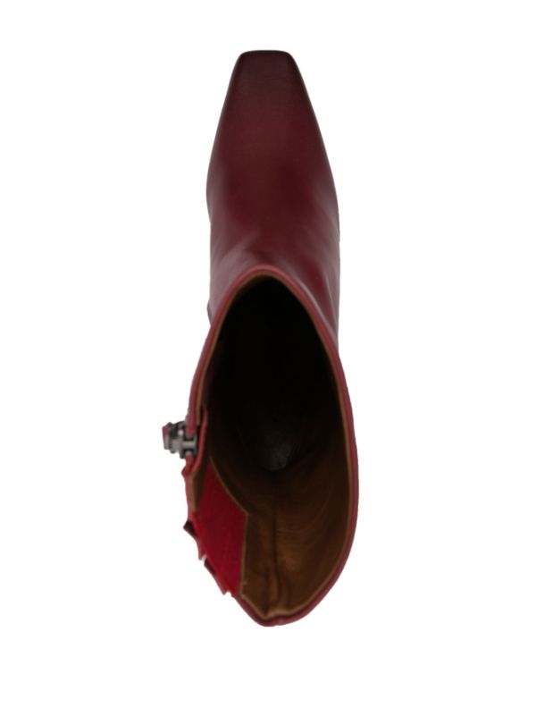 Red leather clearance booties womens