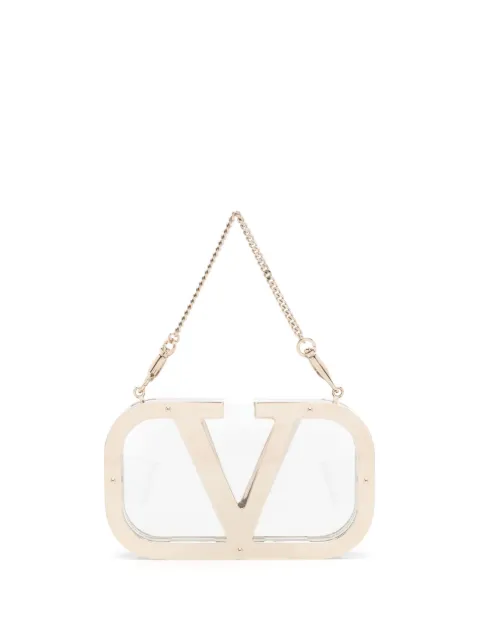 Valentino Garavani logo-plaque clear clutch