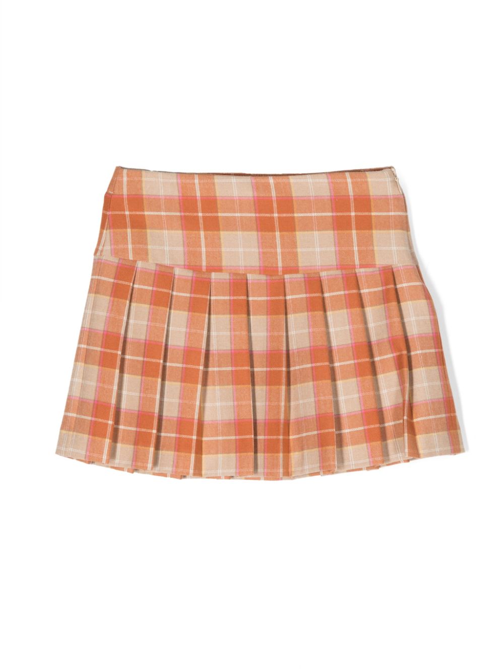 Il Gufo Kids' Plaid-check Pleated Miniskirt In Orange