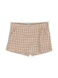 Il Gufo checked fringe-detail short - Neutrals