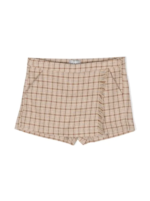 Il Gufo checked fringe-detail short 