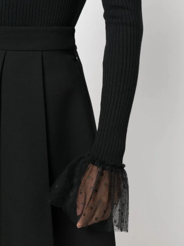 Black jumper with lace sleeves hot sale