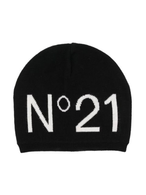 Nº21 Kids logo-print knitted beanie