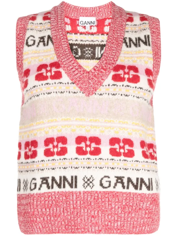 23SS ☆新品・未使用☆ GANNI  ロゴ　ニット　ベスト