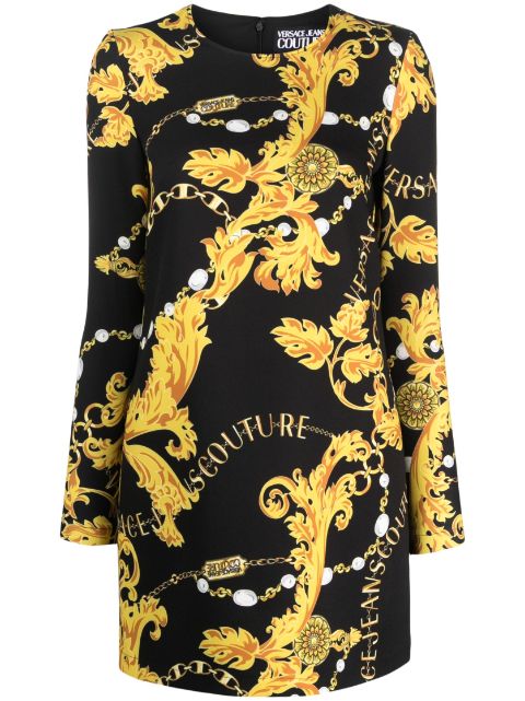 Versace Jeans Couture Baroque-print long-sleeve minidress