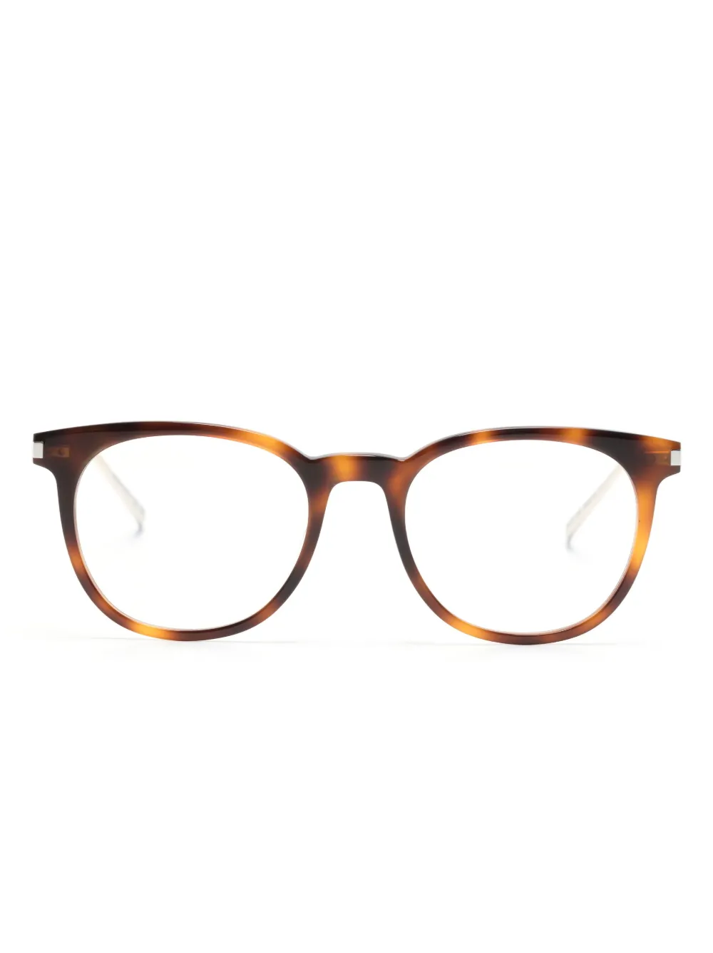 Saint Laurent Eyewear tortoiseshell-effect round-frame glasses | Brown | Image 1