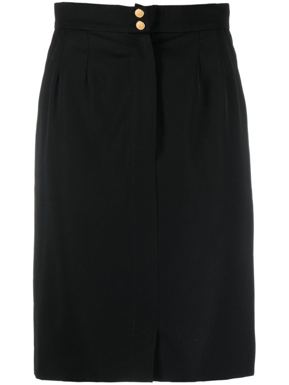 Pre-owned Chanel 1990s High-waisted Knee-length Skirt In Black