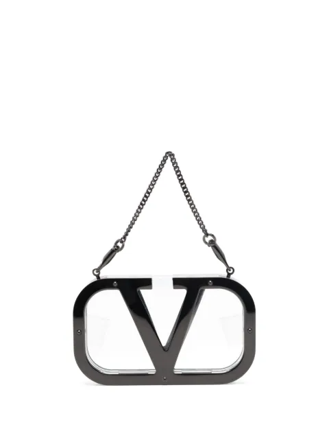 Valentino Garavani logo-plaque clear clutch