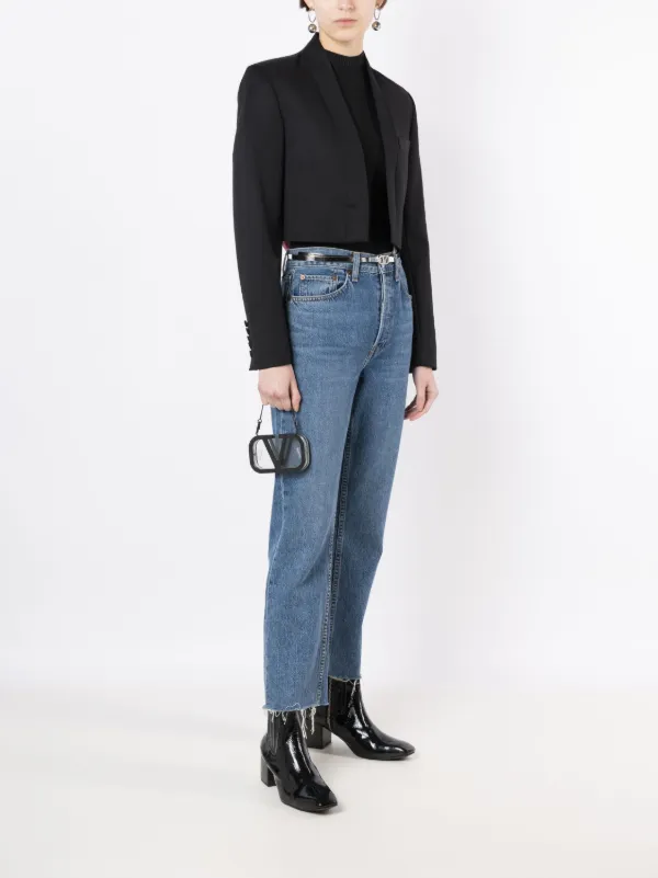 Valentino Garavani logo-plaque Clear Clutch | Black | FARFETCH