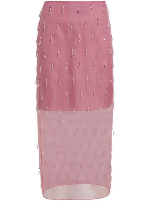 Cinq A Sept Marta crystal-embellished silk skirt