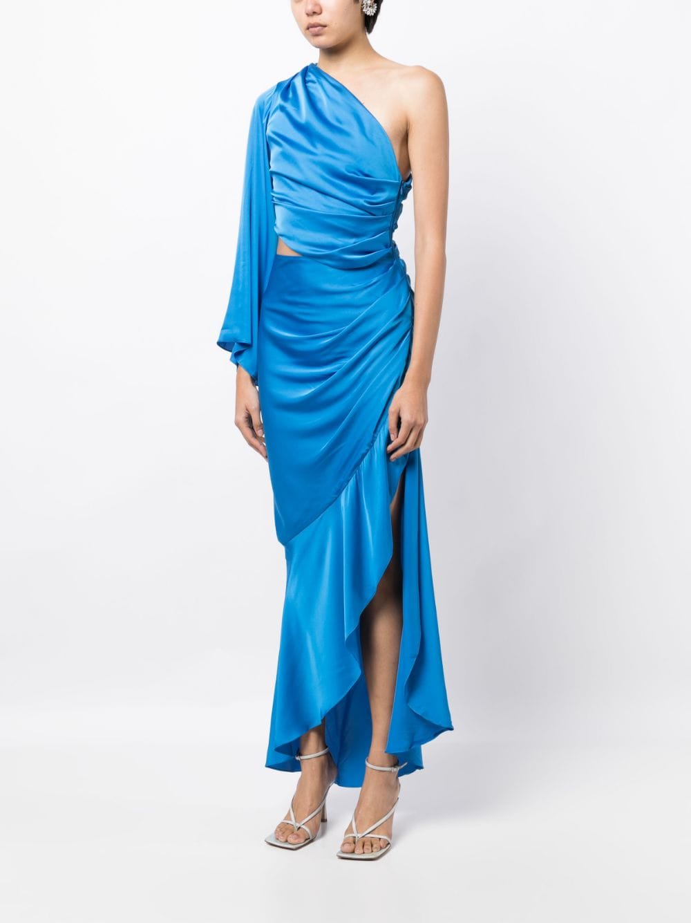 Shop Patbo One-shoulder Draped Dress In Blue