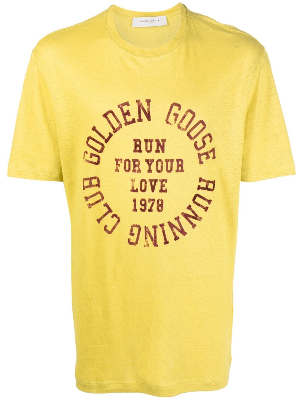golden goose t-shirt en lin à logo imprimé - jaune
