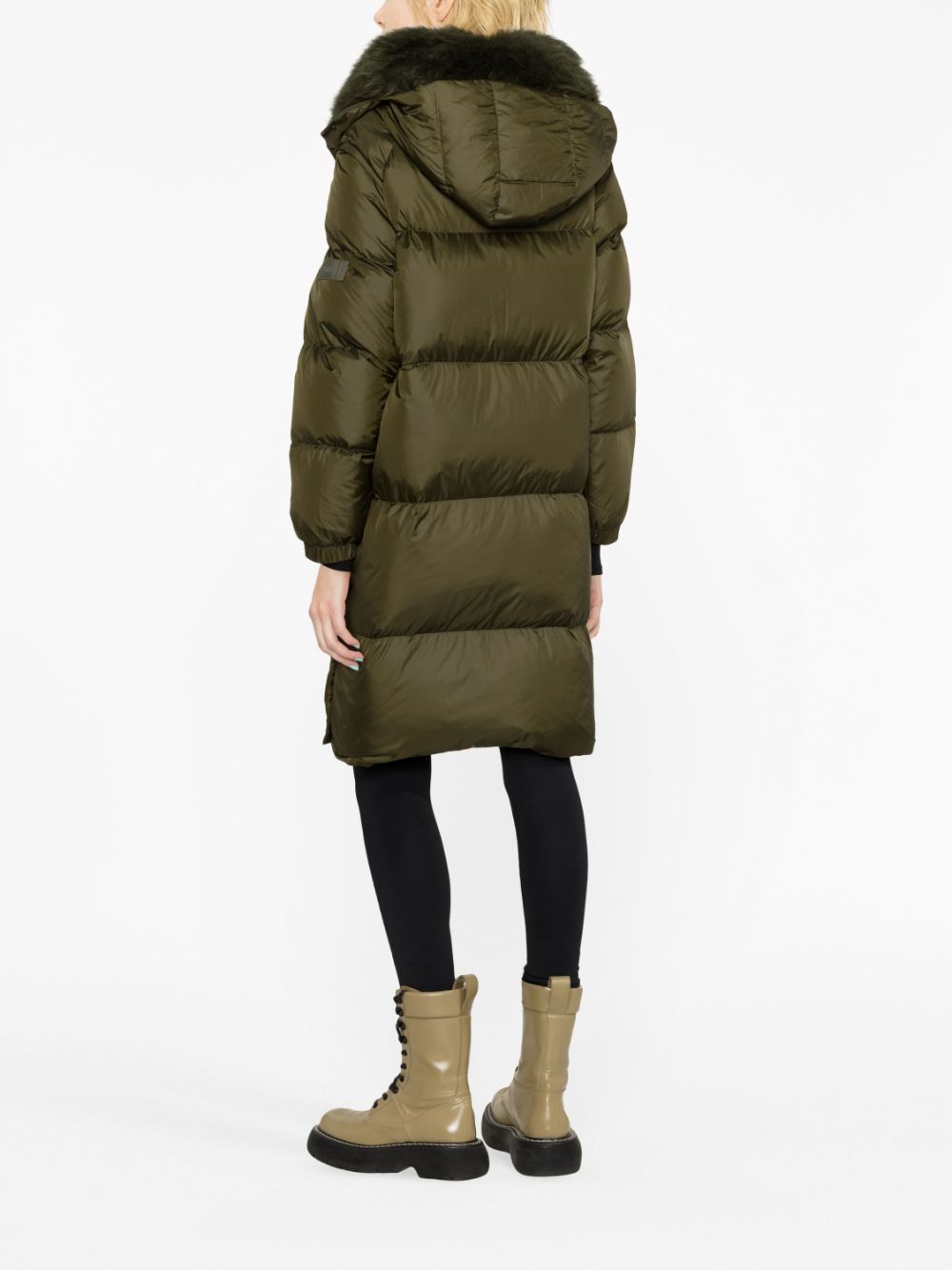 Shop Yves Salomon Padded-design Long-sleeve Coat In Green