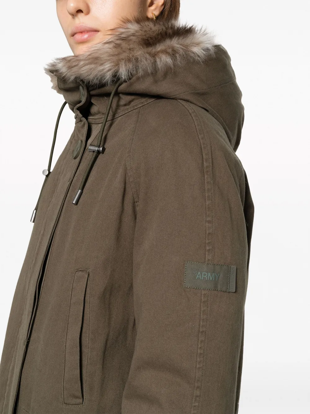 Yves Salomon Shearling-trim Hooded Parka In Green