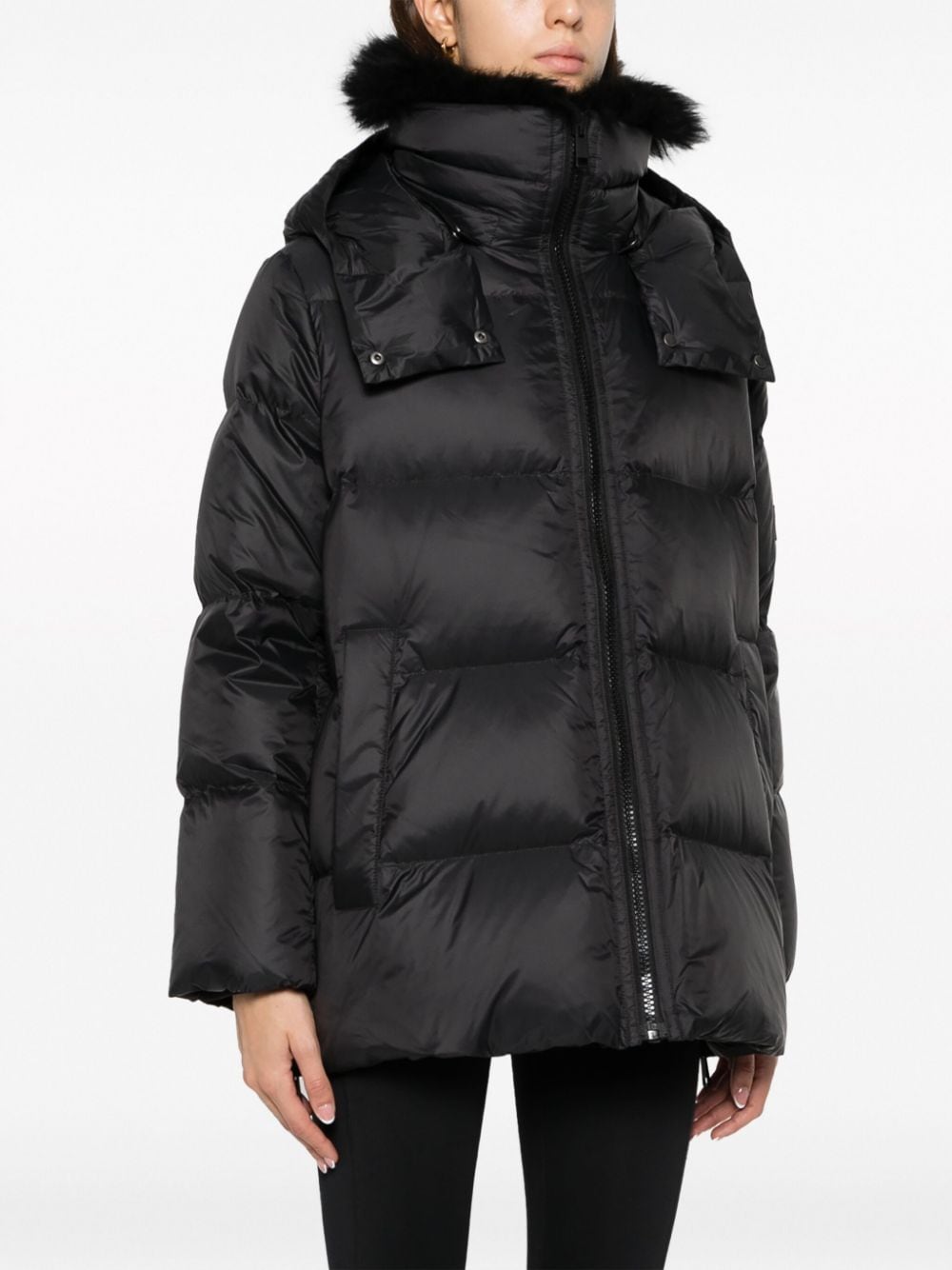 Shop Yves Salomon Hooded Padded Jacket In Black