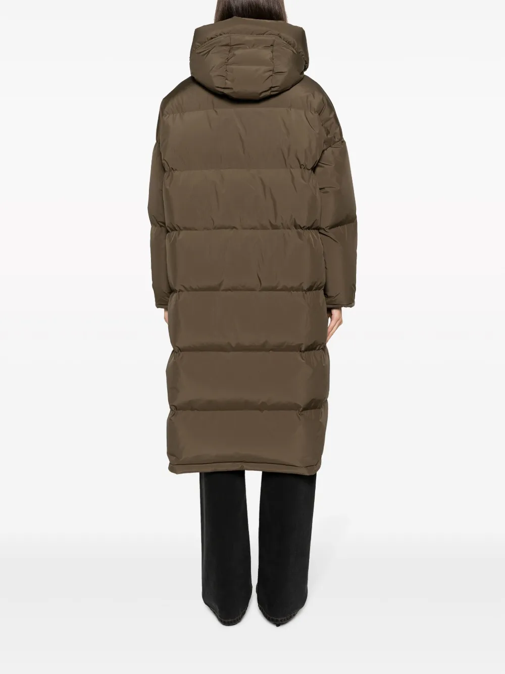 Shop Yves Salomon Hooded Feather-padded Coat In Green