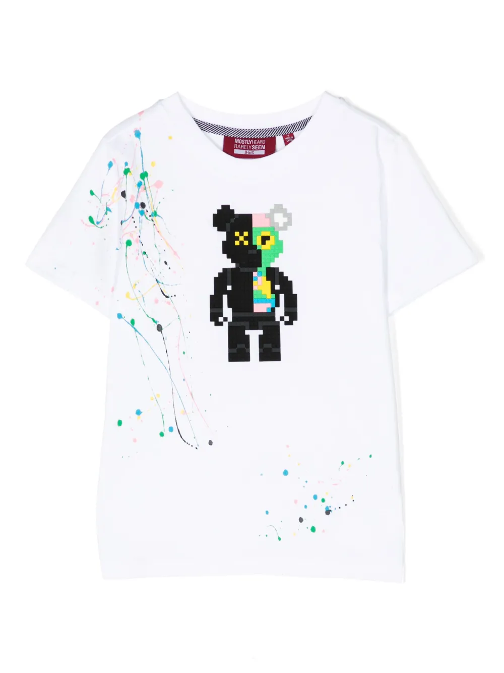 Mostly Heard Rarely Seen 8-bit Kids' Mini 2 Face Bear T-shirt In White