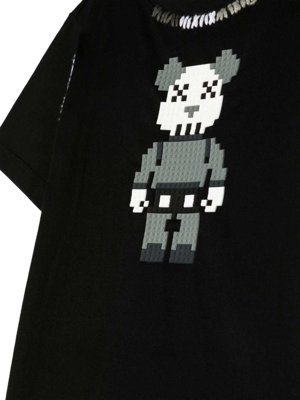 Shop Mostly Heard Rarely Seen 8-bit Mini Grey Bear Cotton T-shirt In Black