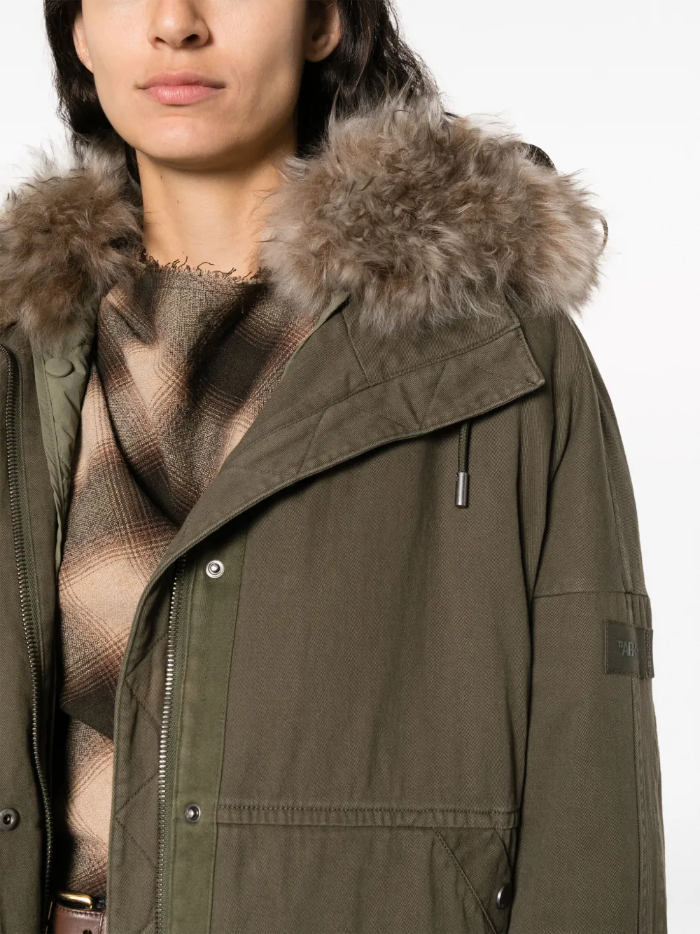 Shop Yves Salomon Shearling-trim Hooded Jacket In Green